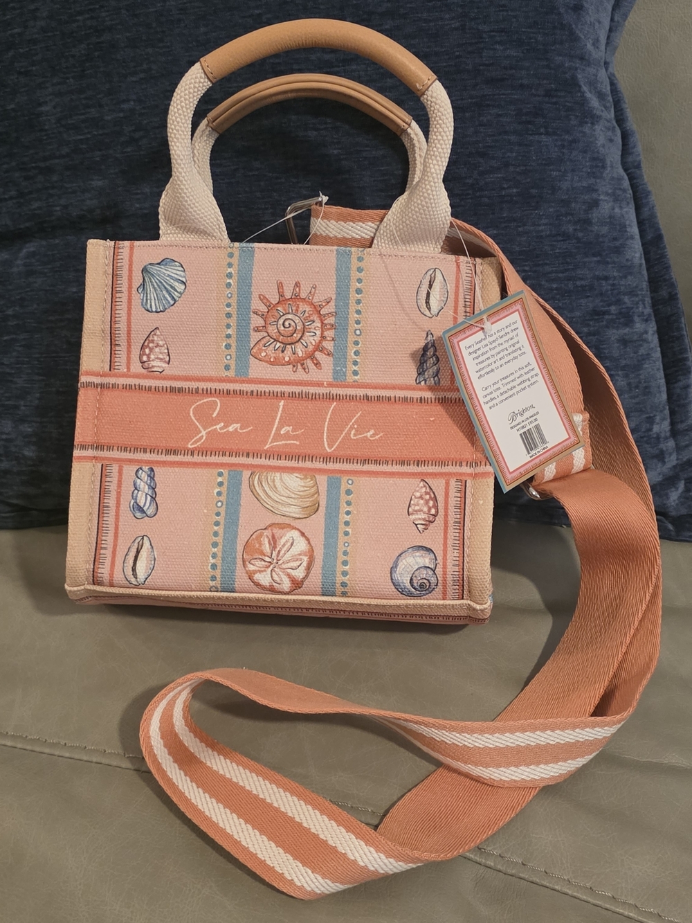 Sea La Vie Canvas Tote BRIGHTON MINI CANVAS TOTE CROSSBODY BAG PURSE Seashell